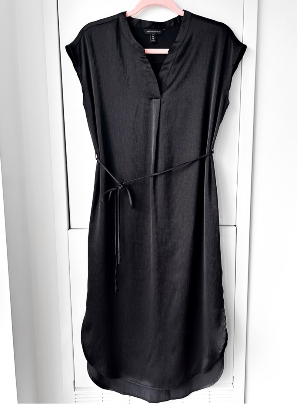 Banana Republic black satin midi dress
